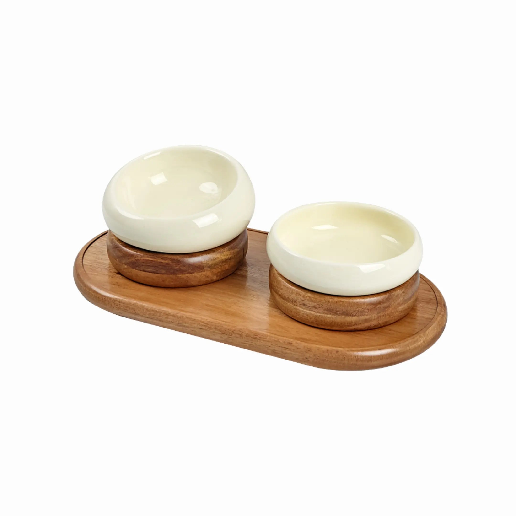 Ceramic Pet Bowl Set with Wooden Stand - YMOAs - Ceramic Pet Bowl Set with Wooden Stand